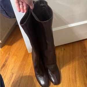 Zara Burgundy Knee-High Leather Boots